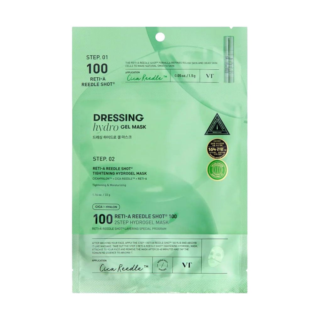 Двоетапна гідрогелева маска для обличчя VT Cosmetics 100 HL Reti-A Reedle Shot Dressing Hydro Gel Mask, 1 шт